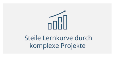 - steile Lernkurve durch komplexe Projekte