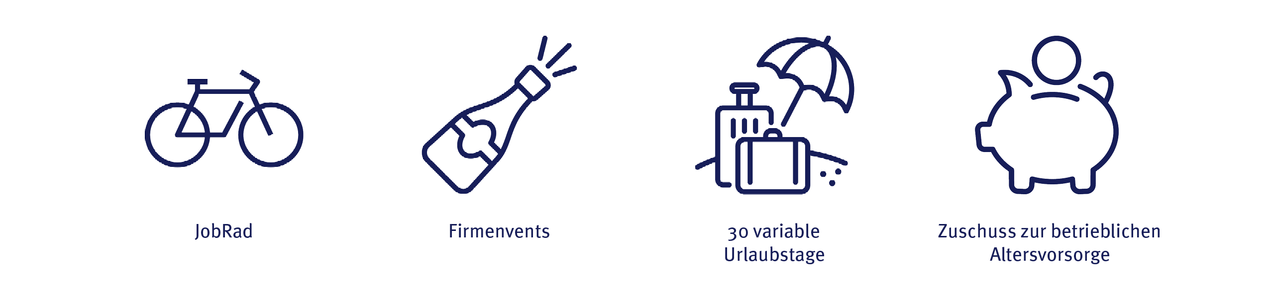 JobRad, Firmenevents, 30 variable Urlaubstage, Zuschuss zur betrieblichen Altersvorsorge